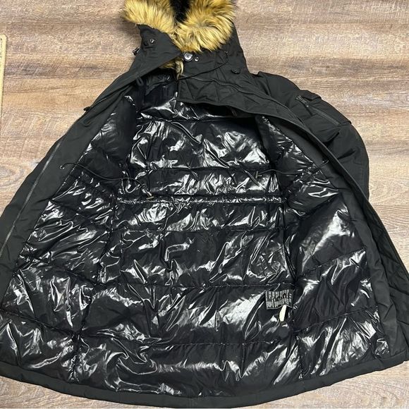 S13 New York Alpine Coat Womens Small Black Duck Down faux fur hood winter coat - Picture 7 of 16